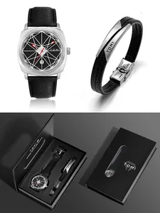 Reloj de cuarzo cuadrado TOMI y set de regalo de pulsera con esfera geométrica