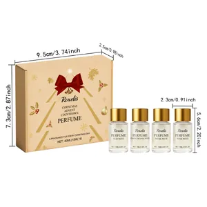 Detailed size measurements for Christmas advent perfume gift set with four bottles