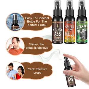 Portable 30ml stinky spray gag gift for April Fools' Day pranks, effective and funny prank props.