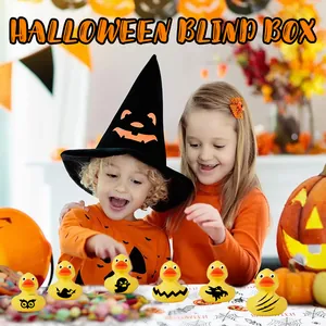 Set of Halloween themed yellow rubber ducks blind box toys for kids party decor