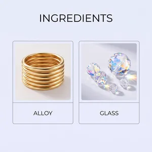 Vue détaillée des anneaux en alliage doré et des perles de verre à facettes pour kits DIY