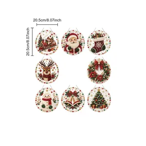 Set of 8 DIY Christmas pearl art diamond painting ornaments measuring 8.07 inches
