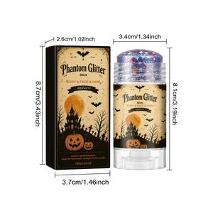 Especificaciones detalladas de tamaño de la barra de purpurina Zephoco Halloween para la cara