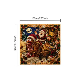 Detail view of 20x20cm Christmas DIY pearl painting showing Santa and festive characters