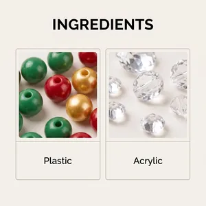 Close-up view of DIY diamond painting materials featuring plastic pearls and acrylic beads.