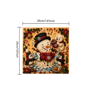 Close-up of 20cm Christmas DIY pearl art kit featuring a festive snowman and penguins