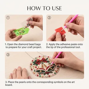 Step-by-step instructions for Christmas DIY pearl diamond painting kit tools usage
