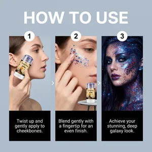 Guía detallada de 3 pasos para aplicar el stick de maquillaje con purpurina Halloween.