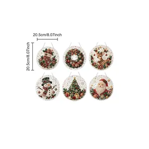 Size guide for 6pcs set of Christmas pearl diamond painting ornaments, 8.07 inch diameter.