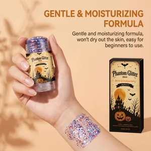 Detalle del stick de purpurina de Halloween zephoco con muestra brillante tricolor
