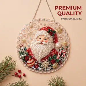 Detail of Santa Claus pearl diamond painting hanging ornament with festive textures