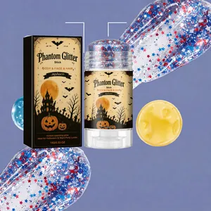 Primer plano de la textura de gel suave y lentejuelas de estrellas del stick zephoco