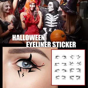 Assorted Halloween eyeliner stickers featuring bat and spiderweb patterns for party makeup