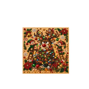 DIY Christmas pearl art painting kit featuring reindeer and elves for holiday decor