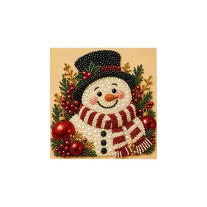 Kit de pintura de diamantes y perlas de Navidad DIY con un muñeco de nieve festivo decoración