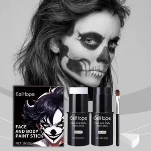 EelHope Halloween face and body paint stick set with black and white tones and brush