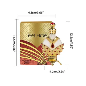 Bouteille de parfum concentré EELHOE avec dimensions détaillées en cm et en pouces