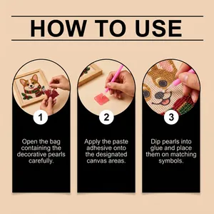 Detailed steps for using the DIY corgi pearl painting kit with tool set instructions