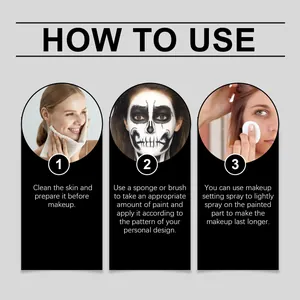 Step-by-step application guide for professional Halloween face paint stick set