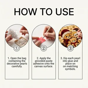 Step-by-step visual instructions on how to use a Christmas pearl diamond painting kit