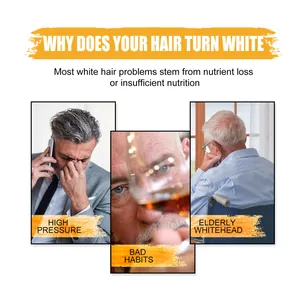 Infographic over de verschillende oorzaken van grijs haar zoals stress en ouderdom.