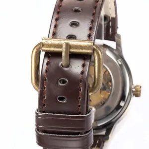 Reloj mecánico automático Shenhua para hombre con correa de cuero y hebilla bronce
