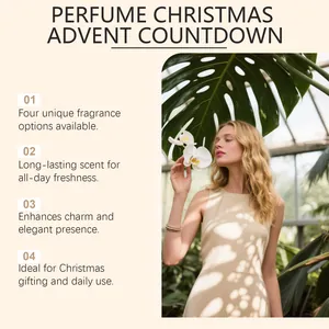 Lifestyle detail of Christmas perfume advent countdown gift set with four unique scents