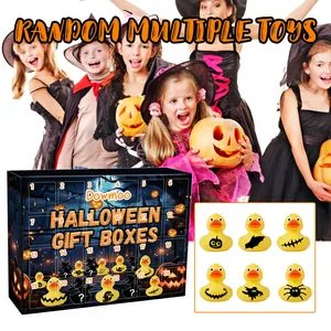 Halloween advent calendar with 24 compartments and various rubber ducks for kids
