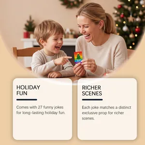 Mutter und Kind spielen mit dem 27-Tage-Weihnachtsadventskalender mit lustigen Witzen