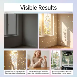 Kit DIY attrape-soleil en cristal pour chambre et voiture avec reflets colorés.