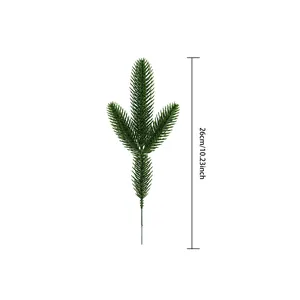 Artificial green pine branch detail showing total height of 26cm or 10.23 inches.