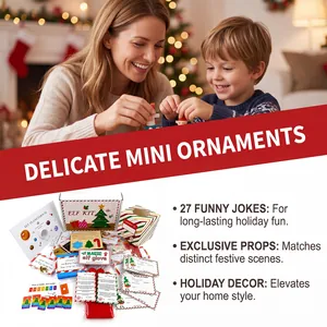 Detailansicht eines 27-Tage-Weihnachts-Countdown-Elf-Sets mit Witzen und Requisiten.