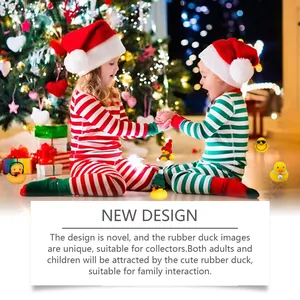 Festive Christmas rubber duck advent blind box toy set with kids playing by a tree