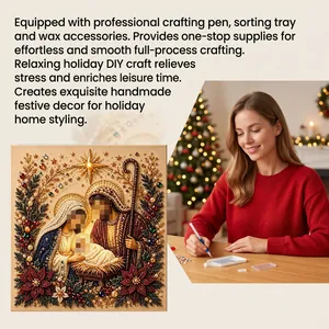 Nativity scene pearl diamond painting kit with tools for festive home decor