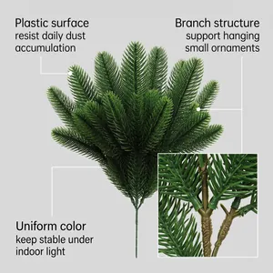 Macro detail of artificial pine branch showing durable plastic texture and needles
