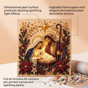 Close-up detail of the DIY Christmas pearl diamond painting kit with shimmering beads