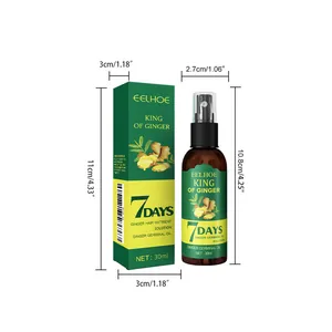Especificaciones detalladas de medida para el spray capilar de jengibre EELHOE de 30ml