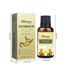 Aceite para el alivio del estómago South Moon de 50 ml con dimensiones detalladas
