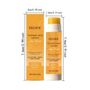 Turmeric and lemon lip balm detailed dimensions showing tube and box measurements