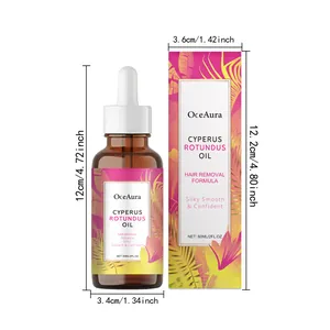 OceAura Cyperus Rotundus hair removal oil 60ml dimensions bottle and box details