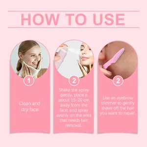 Detailed step-by-step guide for using Hoygi facial hair removal spray with pink trimmer
