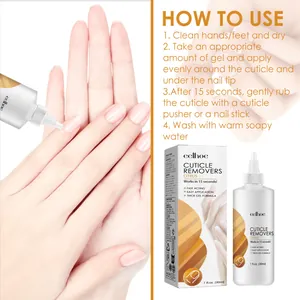 Instructional view for EELHOE Cuticle Remover Gel with box and usage steps