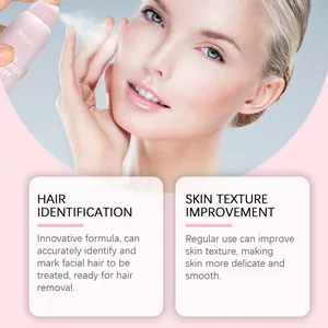 Detail of HOYGI facial hair identification spray showing skin texture improvement benefit