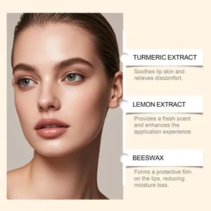 Detail of turmeric and lemon lip balm ingredients including beeswax for lip care