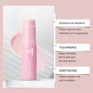 Λεπτομερής προβολή συστατικών του collagen multi-balm και κρεμώδης υφή δέρματος.