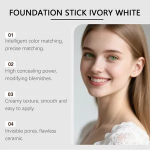 Detailed view of ivory white foundation stick features for flawless ceramic skin finish