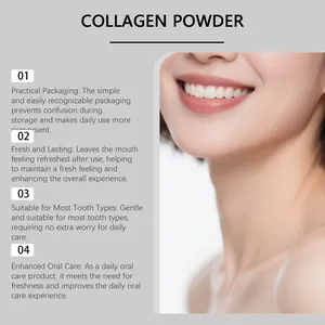 Macro view of bright white teeth and collagen tooth powder benefits for oral hygiene.