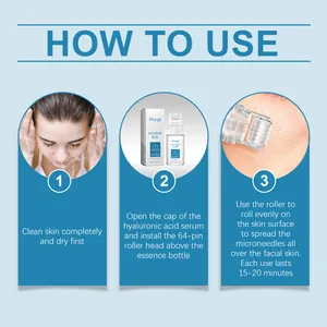 Instructional guide for Hoygi Hyaluronic Acid face serum with microneedle roller head