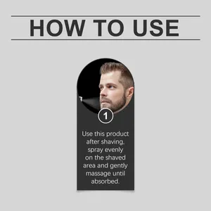 Instructional guide showing step 1 for applying men's aftershave spray by EAST MOON