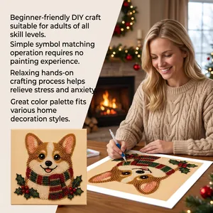 DIY Christmas Corgi diamond painting kit with beads for festive home wall decor